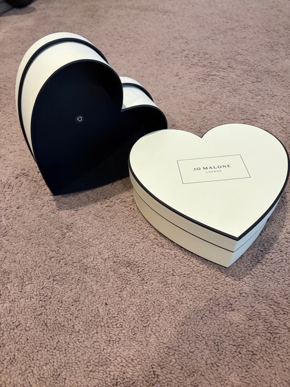 Jo Malone Cream & Black Heart-Shaped Gift Box  empty gift boxes